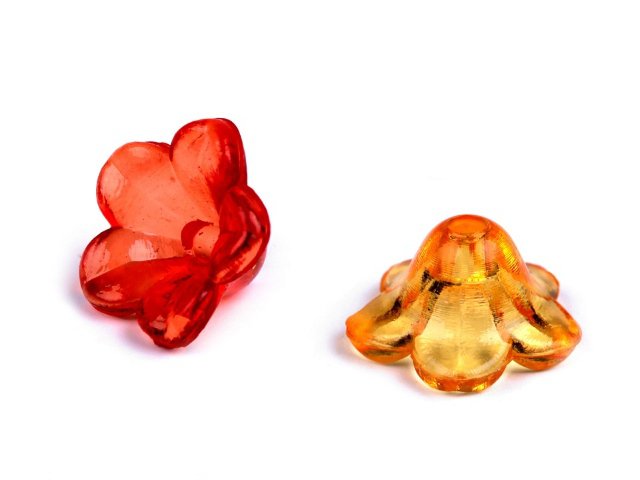 Korálky plastové/zvoneček - žlutá (10 kusů)