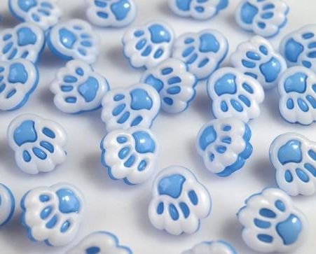 Knoflík dětský - tlapka modrá