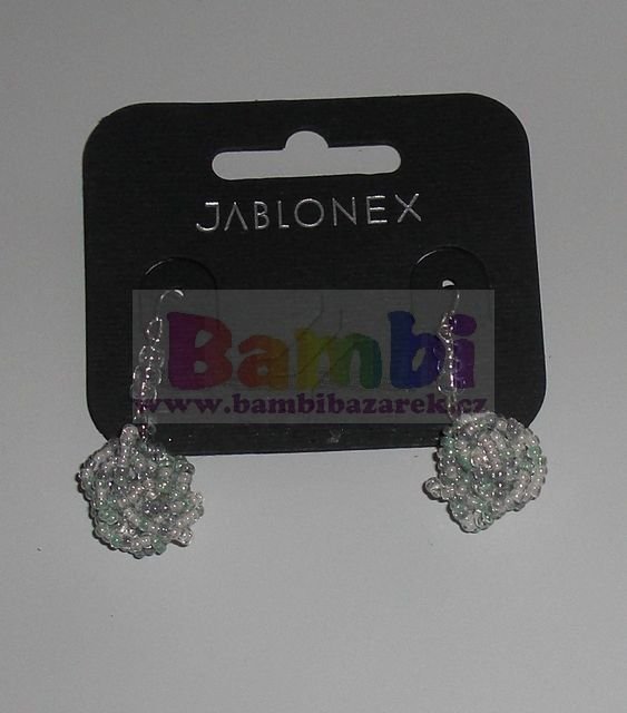 Visací naušnice - kuličky z korálků - modrošedá