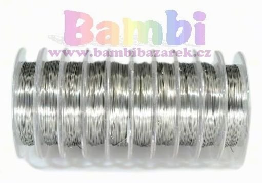 Drátek bižuterní Ø 0,5mm - stříbrná-platina (návin 17m)