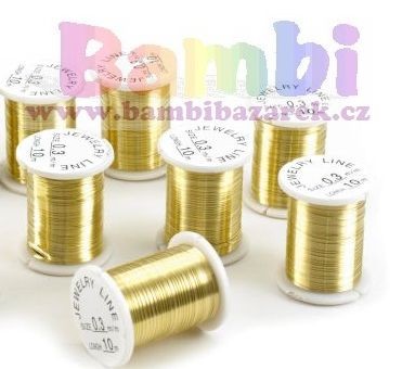 Drátek bižuterní Ø 0,3mm - zlatý (návin 10m)