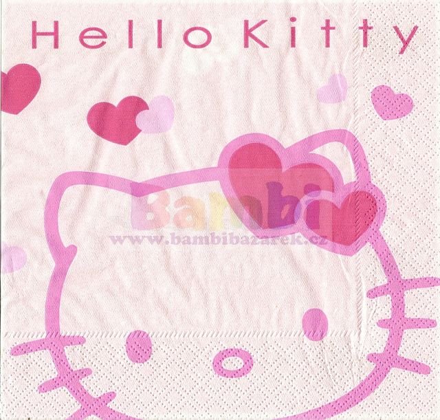 Třívrstvý ubrousek na decoupage - Hello Kitty