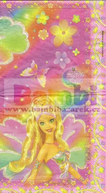 Třívrstvý ubrousek na decoupage - Barbie - víla