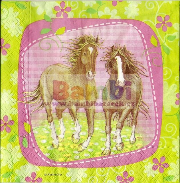 Třívrstvý ubrousek na decoupage - Barbie - koník