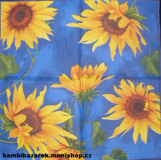 Třívrstvý ubrousek na decoupage - slunečnice 25x25 cm