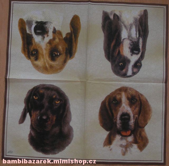 Třívrstvý ubrousek na decoupage - psi