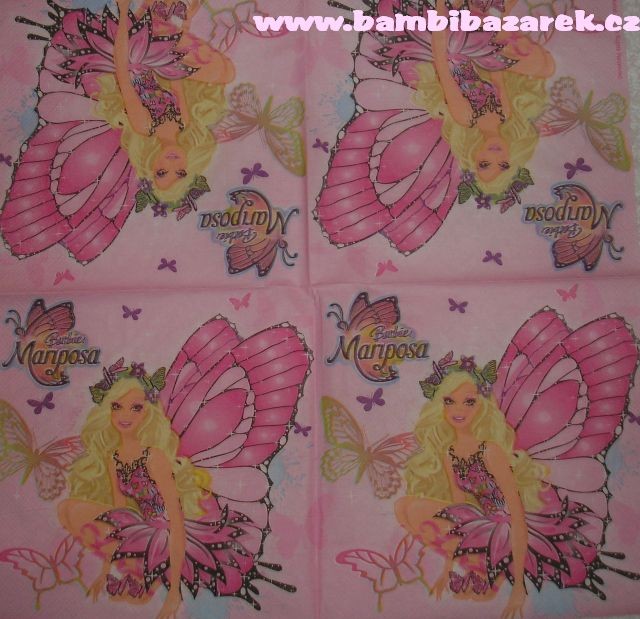 Třívrstvý ubrousek na decoupage - Barbie - Mariposa