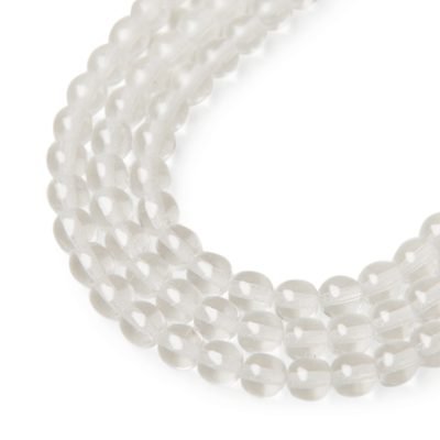 Korálky skleněné kulaté (20 gramů) - bílá průhledná > Ø5mm 