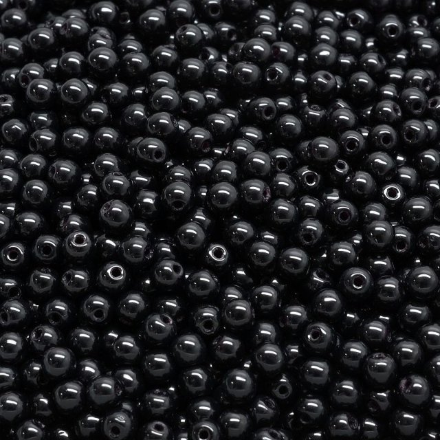 Korálky skleněné kulaté (30 g) - černá > Ø4mm