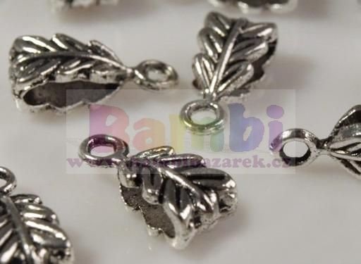 Korálek kovový závěsný - list 6x10mm