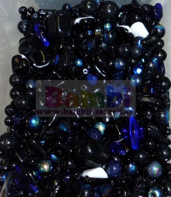 Korálky skleněné ramš (sáček 50g) - černá