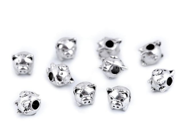 Korálek kovový - prasátko 6x7 mm