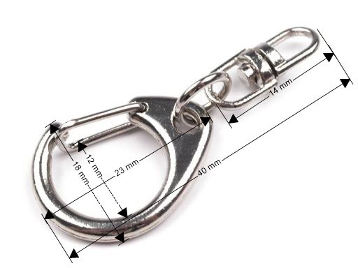 Kovová karabina - platina 18x40 mm