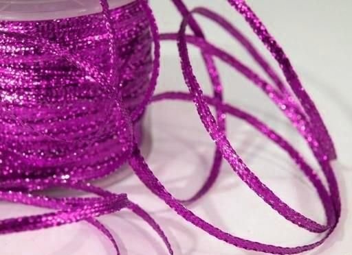 Stuha s lurexem šíře 3mm - fialová (návin 5m)