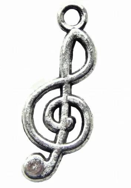 Přívěsek kovový - houslový klíč 20x8x2 mm