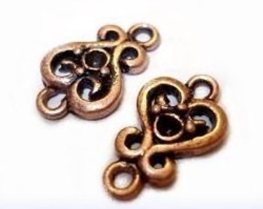 Mezikus kovový - srdíčko 16x10mm,měď