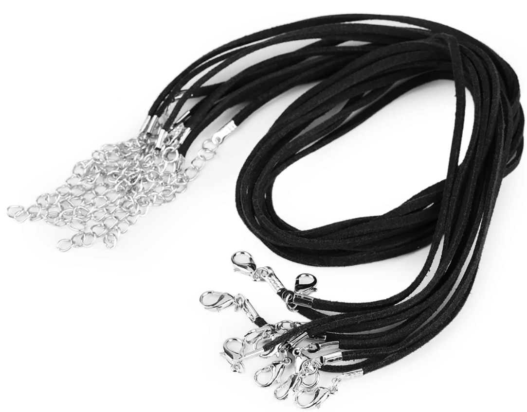 Šňůrka se zapínáním - imitace kůže (45 cm) černá
