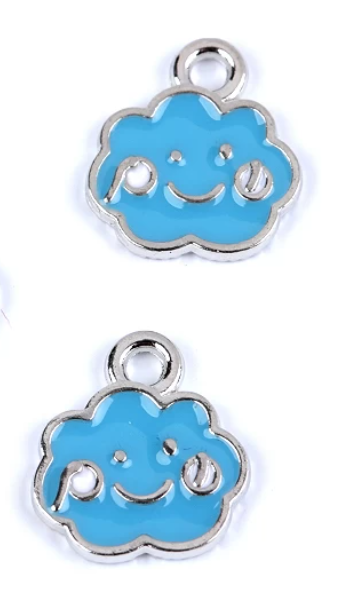 Přívěsek kovový smalt- mráček modrý 11x13 mm (2ks)