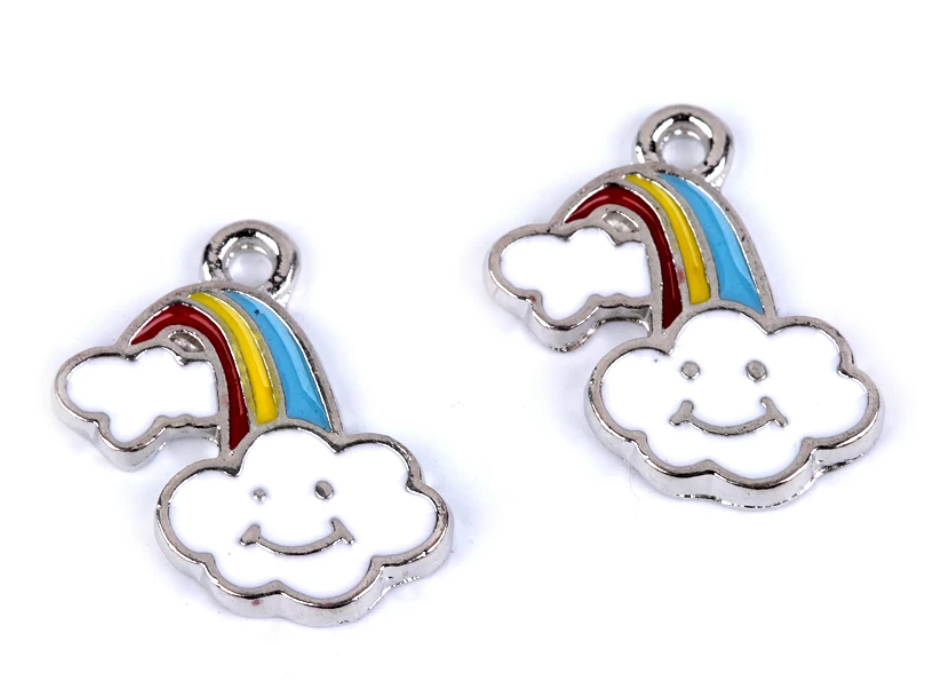 Přívěsek kovový smalt - duha 12x15mm (2ks)