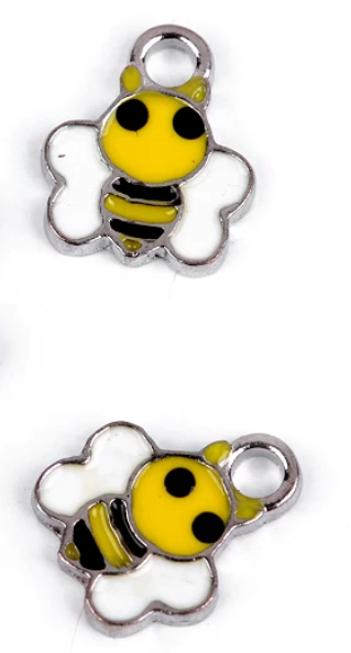 Přívěsek kovový smalt - včelka 10x12mm (2ks)