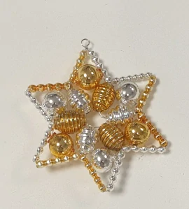 Vánoční hvězda Ø7cm - zlatá/stříbrná