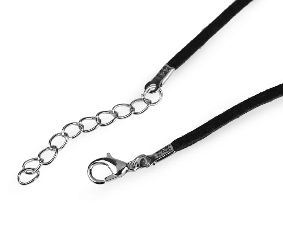 Šňůrka se zapínáním - imitace kůže (45 cm) černá