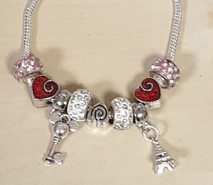 Korálek VELKÝ PRŮVLEK - srdce 10x10 mm (2ks)