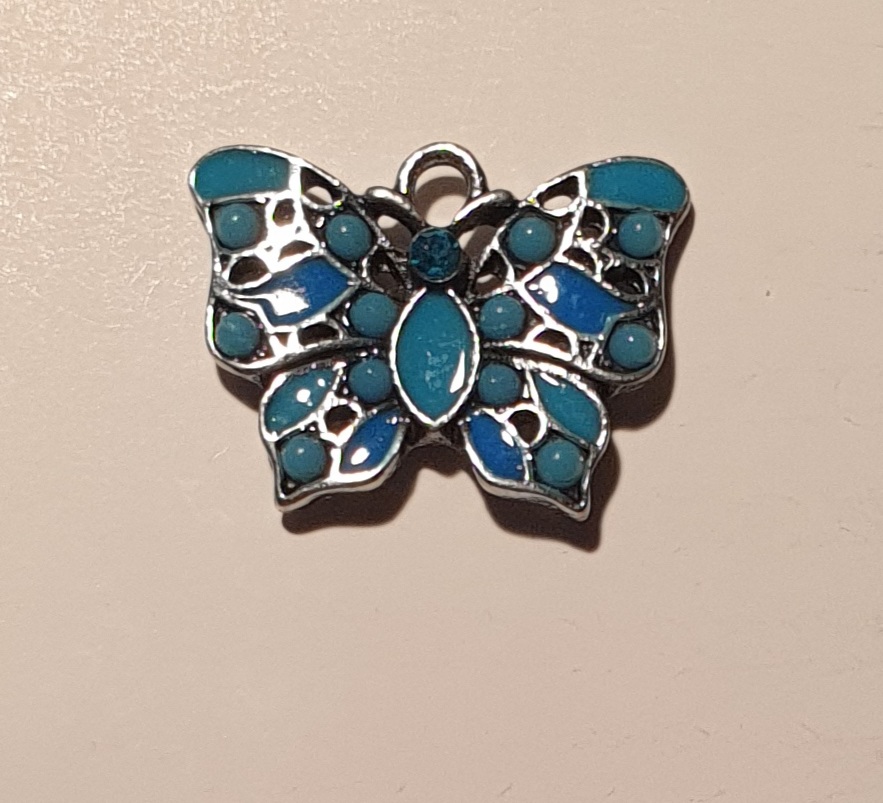 Přívěsek kovový smalt - motýl 23×17mm (1kus)