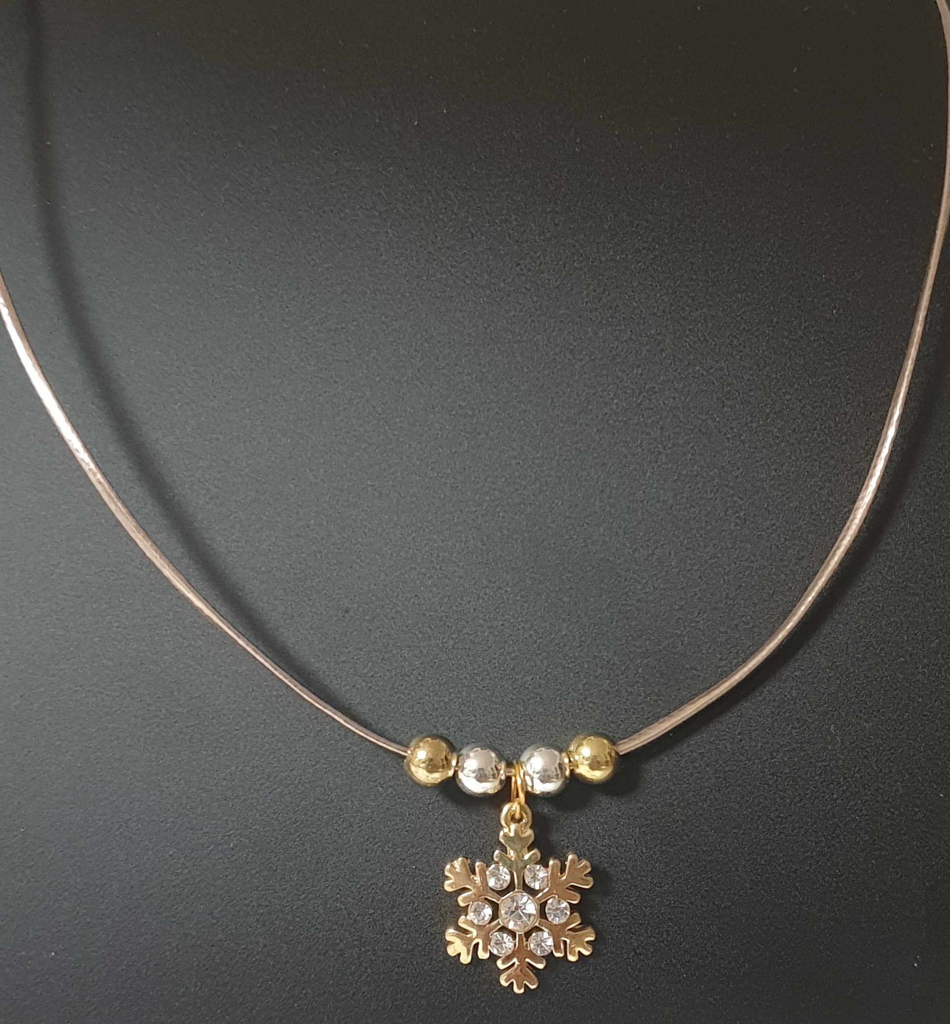 Vánoční náhrdelník a náušnice - vločka s kamínky