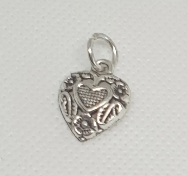Přívěsek kovový - SRDCE vintage 15x15mm