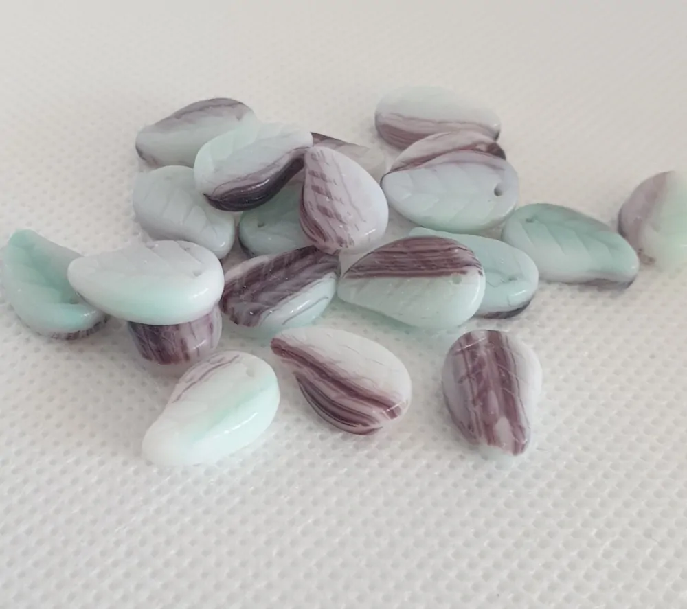 Korálky skleněné ramš - LÍSTEČKY 14×10mm (sáček 30g)