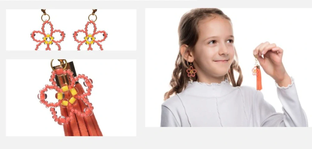 KORÁLKOVÁ STAVEBNICE - Mini květinky - náušnice a přívěšek