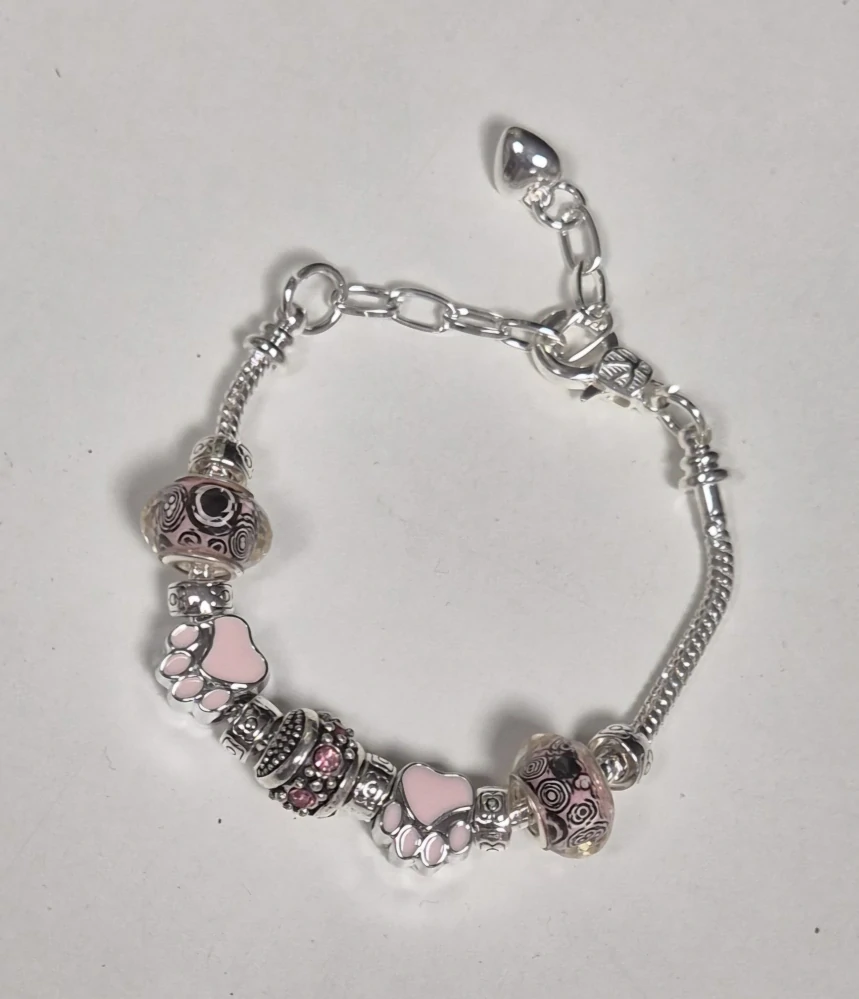 Náramek hadí ve stylu PANDORA - růžová tlapka