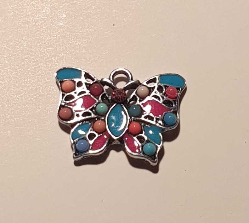 Přívěsek kovový smalt - motýl 23×17mm (1kus)