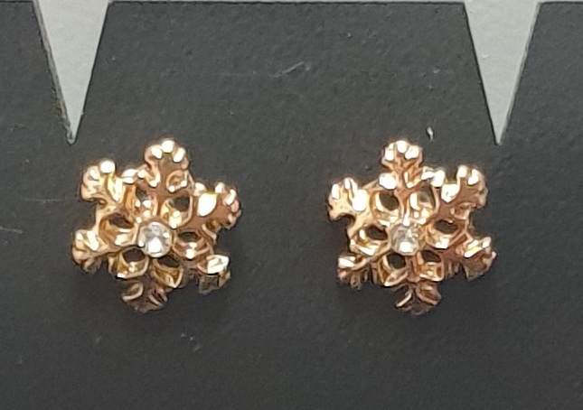 Vánoční náhrdelník a náušnice - vločka s kamínky