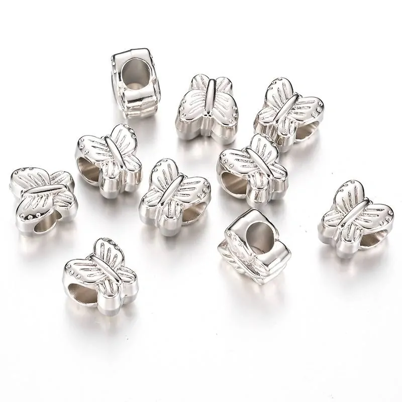 Plastové korálky VELKÝ PRŮVLEK - motýl - 11x11 mm (2ks)