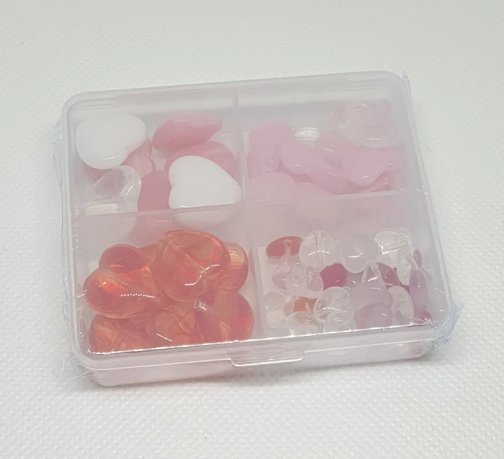 Korálky skleněné ramš - SRDÍČKA (krabička 50g)