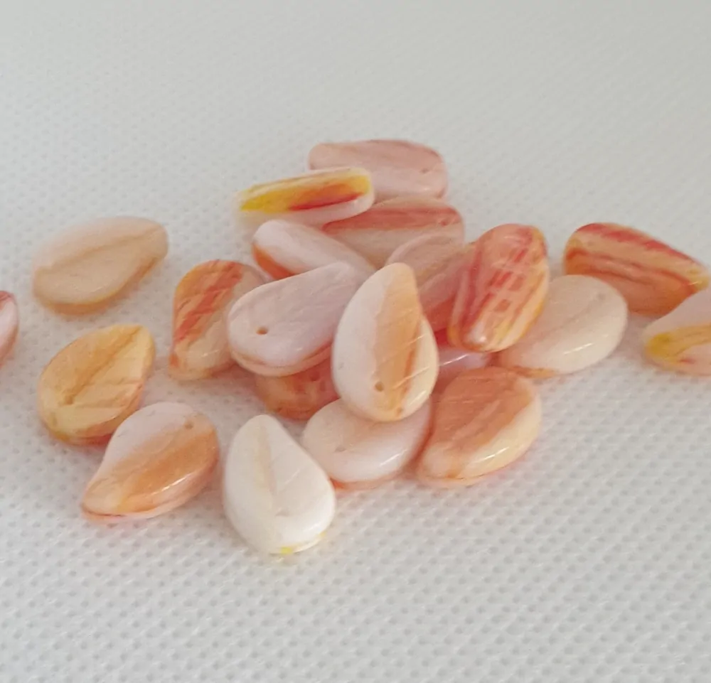 Korálky skleněné ramš - LÍSTEČKY 14×10mm (sáček 30g)