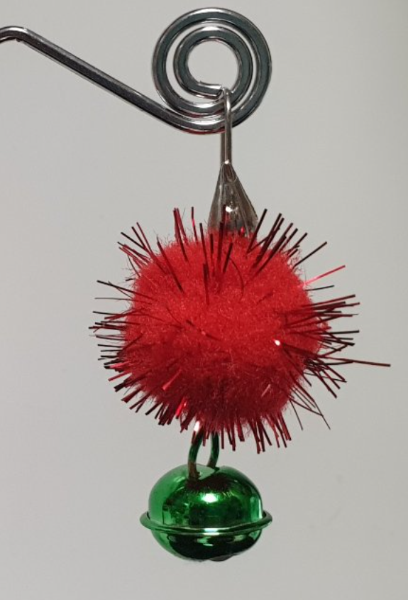 Vánoční náušnice s bambulkami - červená/zelená rolnička