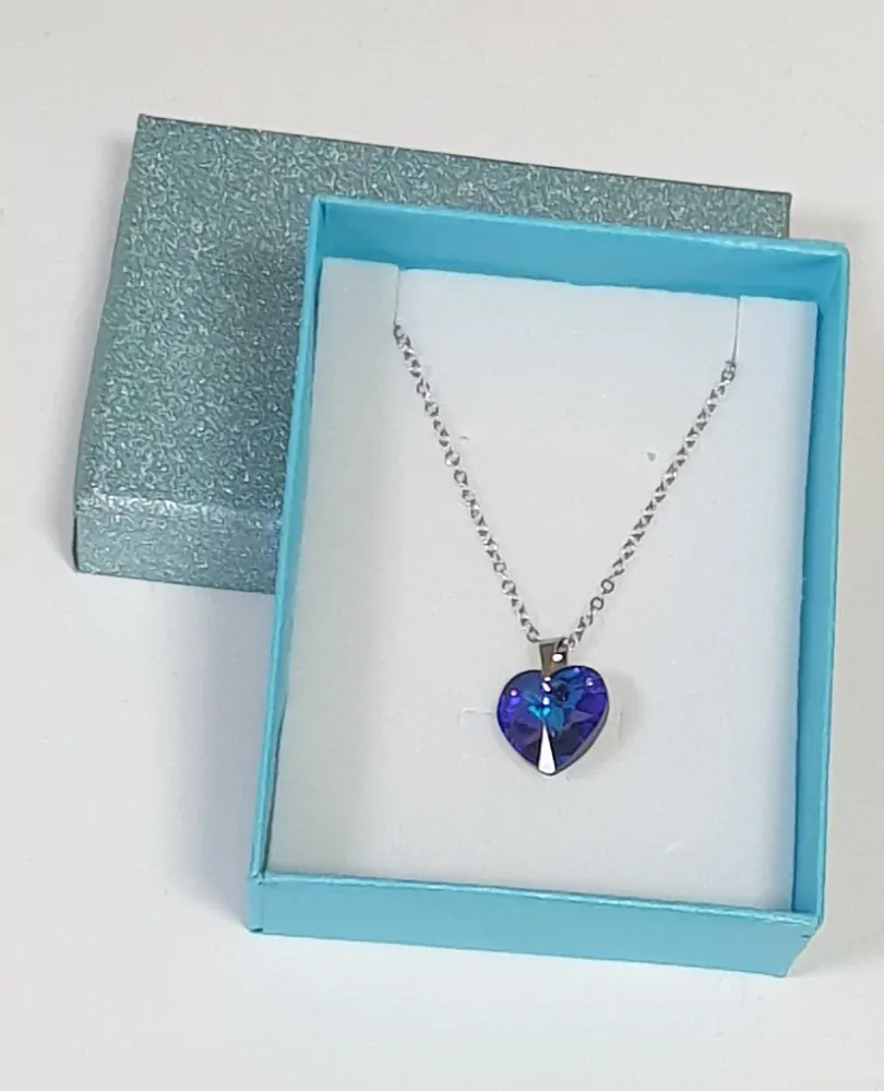 Valentýnský řetízek z chirurgické oceli s přívěškem - srdíčko SWAROVSKI (14x15 mm)