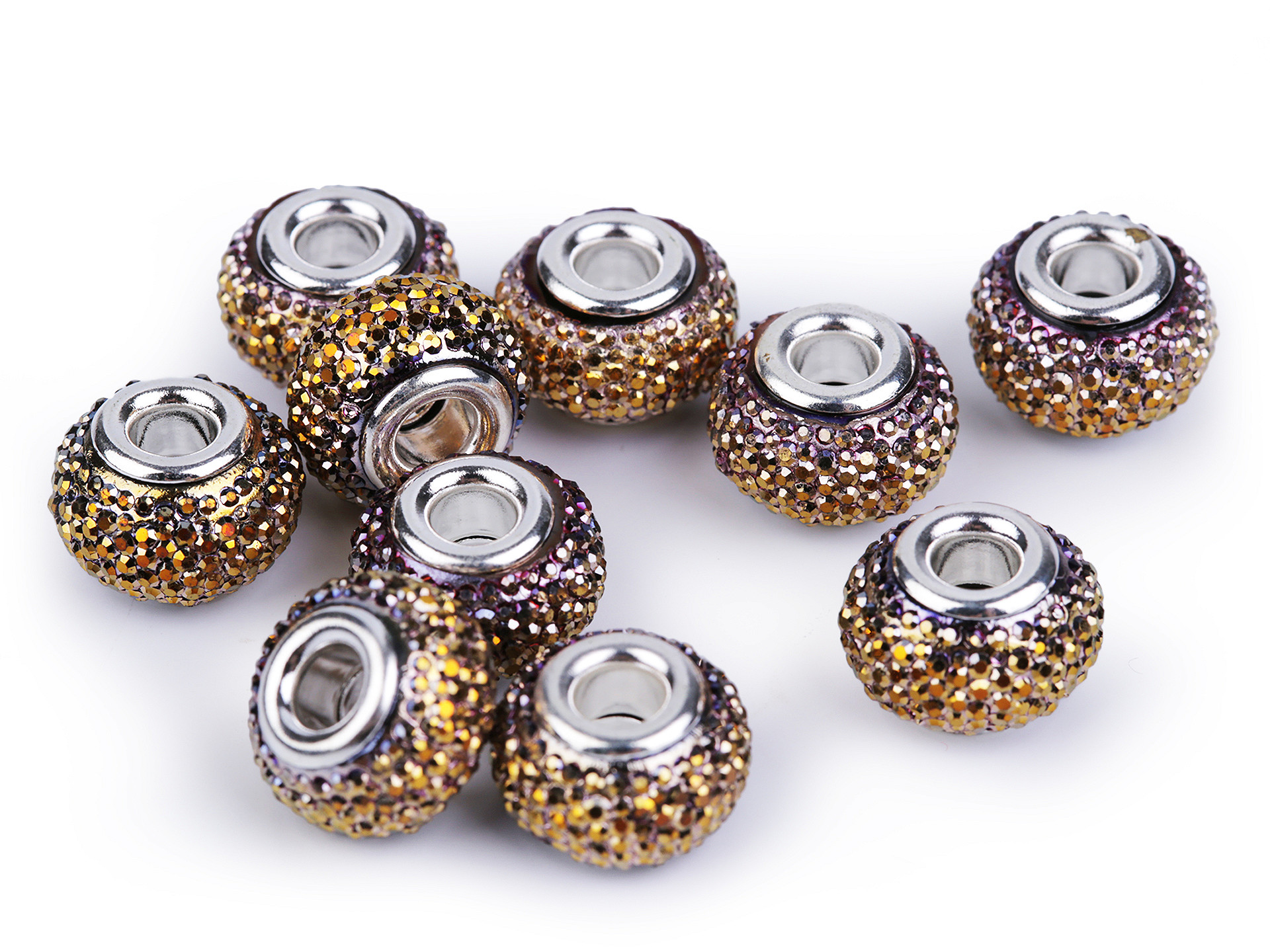 Plastové korálky VELKÝ PRŮVLEK - povrch s AB efektem - 9x14 mm