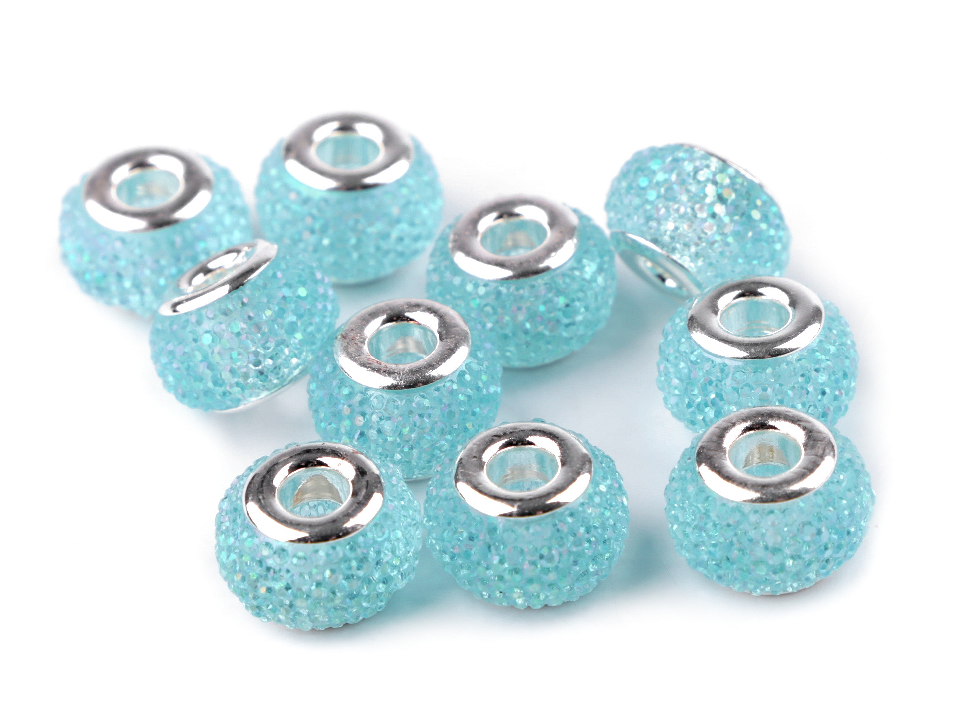 Plastové korálky VELKÝ PRŮVLEK - povrch s AB efektem - 9x14 mm