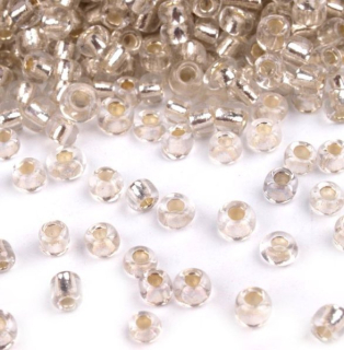 Korálky/rokajl s průtahem - stříbrná > (8/0) Ø2,9mm (sáček 30g)