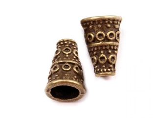 Korálek kovový - kaplík staromosaz 7x10mm (2ks)