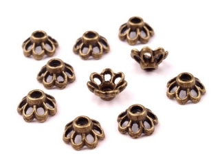 Kaplík kovový - květinka 4x7mm staromosaz (10ks)