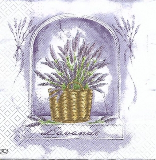 Třívrstvý ubrousek na decoupage - levandule - košík