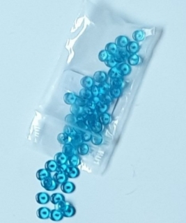 Korálky skleněné (60 kusů) - čočka, modrá světlá > Ø6mm