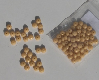 Korálky skleněné (60 kusů) - čočka, béžová > Ø6mm