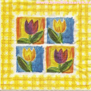 Třívrstvý ubrousek na decoupage - tulipány 4