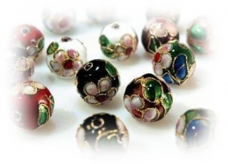 CLOISONNE kuličky - zelená Ø12mm (4kusy)